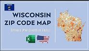 Wisconsin Zip Code Map in Excel - Zip Codes List and Population Map