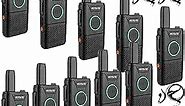 Retevis RT18 Dual PTT 2 Way Radios, Walkie Talkies with Earpiece, Metal Clip, Handsfree, Portable FRS Two Way Radios Rechargeable for Restaurant School Hospital Retail (10 Pack)