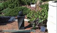 Sunnydaze Black Ball 32-Inch Solar Fountain with Solar Battery Backup and LED Light - Submersible Pump - Resin and Fiberglass