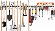 68'' All Metal Garden Tool Organizer Adjustable Garage Tool Organizer Wall Mount Garage Organizers and Storage with Hooks Tool Hangers for Garage