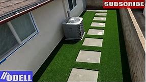 Modern Concrete Patio with Stepping Stones and Turf!