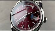 Rolex Day-Date 36 White Gold CHERRY Dial 118209 Rolex Watch Review