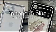  Iphone 15 blue 128gb UNBOXING 2024 🫧 | aesthetic & calming testing 🐟