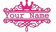 Custom Princess Crown Name Vinyl Decal - Fantasy Bumper Sticker, for Tumblers, Laptops, Car Windows