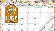 Desk Calendar 2024-2025 - 18-Month Jan 2024 - June 2025, Large 17" x 11.5" Monthly Desk/Wall Calendar 2024, Thick Paper, Large Ruled Blocks, Clear Plastic Cover for Home School Office