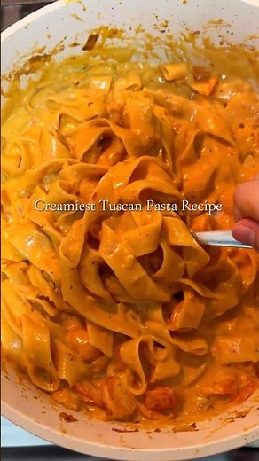 One pot creamy Tuscan pappardelle pasta recipe. Recipe in description!