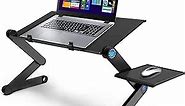 Extra Wide Adjustable Laptop Stand with Cooling Fan & Mouse Pad for 17 Inch Computer, Portable Ergonomic Lap Desk for Bed Sofa Couch Office (Aluminum Table Tray: 19", Black)