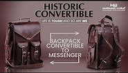 Historic Convertible Brown Leather Backpack By Handmade World | Messenger Bag | CrossBody Satchel
