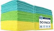 S&T INC. Microfiber Cleaning Cloth, Edgeless Bulk Microfiber Towel for Home, Reusable and Lint Free Cloth Towels for Car, Assorted Colors, 12 Inch x 12 Inch, 50 Pack
