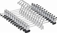 Amber Home 20 Pack Heavy Duty Add on Metal Pants Skirt Hangers, Stackable Add-on Metal Clothes Hangers with 2-Adjustable Clips, Cascading Clip Hangers Space Saving for Jeans, Slacks