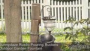 Sunnydaze Decor 34 in. Rustic Pouring Buckets Outdoor Water Fountain with Solar Lantern WNC-382