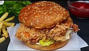 Perfect Spicy Fried Chicken Zinger Burger Recipe at home with useful Tips, Better than KFC