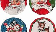 Mr. Christmas Vintage Christmas Dessert Plates Dinnerware, 8 Inch, Set of 4, Holiday Characters