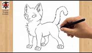 Warrior Cat Drawing | How to Draw A Cute Warrior Cat | East Outline Art Step by Step