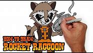 How to Draw Rocket Raccoon- Step by Step Video Lesson