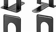 MaxGear Premium Matte Painted Book Ends, Heavy Duty ＆ Sturdy Bookends for Shelves, Office Non-Skid Metal Book End, Book Stopper for Books/CDs/DVDs, 6 x 4.6 x 6 in, Black (2 Pairs/4 Pieces, Large)