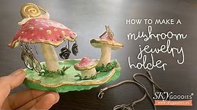 How to make a Mushroom Jewelry Holder with air drying clay; easy video tutorial
