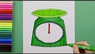 How to draw a weighing scale / balance