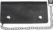 Marshal Men's Genuine Leather Long Chain Biker Wallet Black Billfold Trucker (Eagle Black)