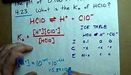 Find the Ka of an acid (Given pH) (0.1 M Hypochlorous acid) EXAMPLE