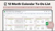 Calendar Checklist Template - 12 Month Google Sheets Calendar Planner - Habit Tracker 2024