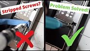 How to remove small stripped screw from electronics