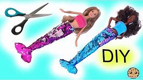 DIY Color Change Glam Barbie Doll Mermaid Tails ! No Sew Craft