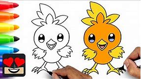 How To Draw Torchic | Drawing and Coloring Pokemon