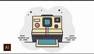 Illustrator Tutorial - Polaroid Camera Icon Flat Design (Illustrator Icon Tutorial)