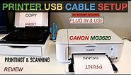 Canon Pixma MG3620 Printer USB Cable Plug-In & use, Printing & Scanning Review.