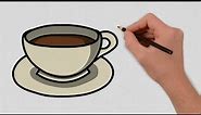 How to draw a Coffee Cup Step by Step | Easy Coffee Cup Drawing Lesson | Drawing Tutorial