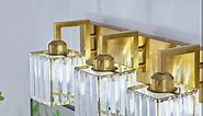 Modern Crystal Bathroom Vanity Light 3-Lights Gold Brushed Brass Finish Modern Crystal Wall Lamp Bathroom Modern Crystal Vanity Lighting