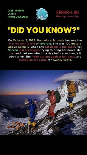 CASE 6091 - Everest (1979) Husband summited day before, she didn't come back #shorts #everest