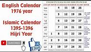 1976 English Calendar | 1395-1396 Islamic Hijri Calendar