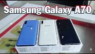 Samsung Galaxy A70 Black, Blue and White colors