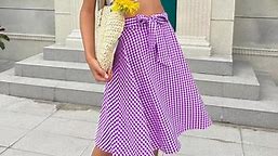 Fashion Women's Summer Plaid Midi Skirt