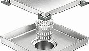 Neodrain 6-Inch Square Shower Drain with Removable Tile Insert Grate,Brushed 304 Stainless Steel, with Watermark&CUPC Certified, Includes Hair Strainer