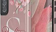 Artisticases Custom Cherry Blossom Monogram Initial Case, Personalized Name, Designed for Samsung Galaxy S24 Plus, S23 Ultra, S22, S21, S20, S10, S10e, S9, S8, Note 20, 10