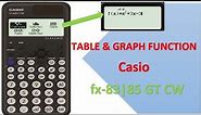 Table and graph function Casio calculator fx 83gt cw & fx 85gt cw