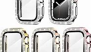 4 Pack Goton for Apple Watch Series 6/5/4/SE 40mm Screen Protector Bling Case, Women Glitter Diamond Rhinestone Face Cover for iWatch Accessories 40mm Silver Gold Rose Gold Pink