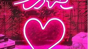 innoAura 2 Pack Neon Sign, Neon Signs for Wall Decor Love Heart Pink Neon Lights Signs Powered by USB/Batteries, Acrylic Neon Lights for Girls Kids Bedroom, Wedding, Christmas Gift, Decoration