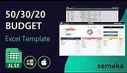 50/30/20 Budget Template in Excel | 50 30 20 Budget Rule