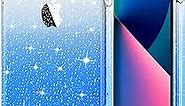 Hython Case for iPhone 13 Case Glitter, Cute Sparkly Clear Glitter Shiny Bling Sparkle Cover, Anti-Scratch Soft TPU Thin Slim Fit Shockproof Protective Phone Cases for Women Girls, Clear/Blue Glitter