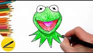 Learning How to Draw Kermit the Frog Easy and Coloring with Colored Pencil for Kids