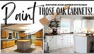 Oak Kitchen Makeover ~ Painting Oak Cabinets ~ Kitchen Cabinet Makeover ~ Before and After Kitchen