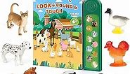 Farm Animals Figures Toys with 10 Realistic Plastic Animal Figurines & Kids Sound Book, Educational Learning Toys Gift for 3 Years Old & Up Toddlers Kids Boys Girls