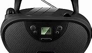 Gummy GC04 Portable CD Player Boombox with Digital Tunning AM FM Stereo Radio Kids CD Player LCD Display, Front Aux-in Port and Headphone Jack, Supported AC or Battery Powered- Black