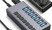 36W Powered USB Hub - ACASIS 7 Ports USB 3.0 Data Hub - with Individual On/Off Switches and 12V/3A Power Adapter USB Hub 3.0 Splitter for Laptop, PC, Computer, Mobile HDD, Flash Drive and More