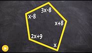 Find the measure of x given interior angles of a pentagon