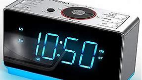 iTOMA Alarm Clock Radio with Bluetooth Speaker, FM Radio, Dual Alarm with Snooze, Large LED Display, Dimmer Control, USB Charging Output and Night Light CKS708